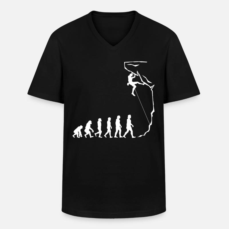Evolution de l’escalade, Bouldern, Alpinisme - T-shirt col V Homme - noir