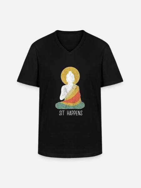 Funny buddha buddhism meditation peace dharma zen - Men's V-Neck T-Shirt - black