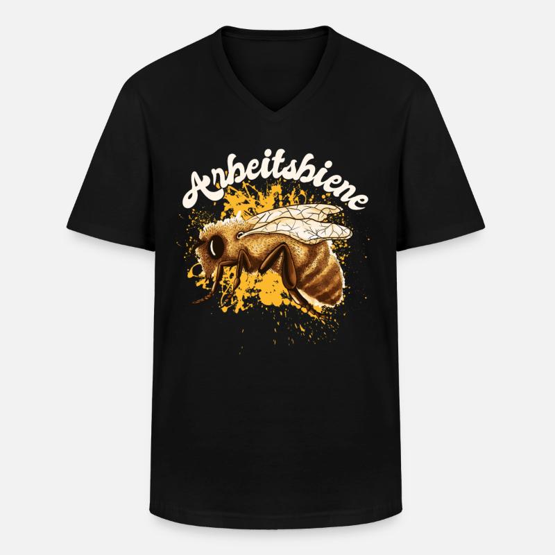 Arbeitsbiene, Fleissig - Männer-T-Shirt mit V-Ausschnitt - Schwarz