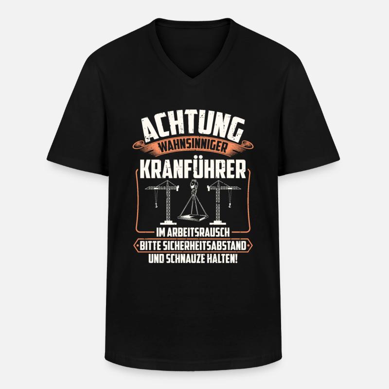 Kranführer | Kranfahrer Kran Geschenk - Männer-T-Shirt mit V-Ausschnitt - Schwarz