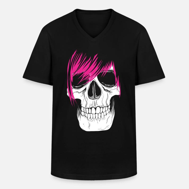 Emo Totenkopf - Männer-T-Shirt mit V-Ausschnitt - Schwarz