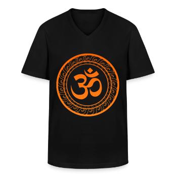 Om Ohm Aum Buddhism Symbole Yoga Sanskrit - T-shirt col V Homme - noir - Devant - AI Model Male 178 dark (178cm)