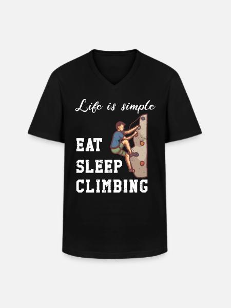Life is simple - Climbing - Men's V-Neck T-Shirt - black