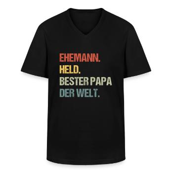 Bester Papa der Welt - Männer-T-Shirt mit V-Ausschnitt - Schwarz - Vorne - AI Model Male 178 dark (178cm)