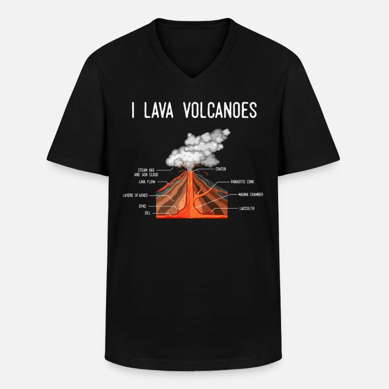 Vulkan, Erde Magma Lava - Männer-T-Shirt mit V-Ausschnitt - Schwarz
