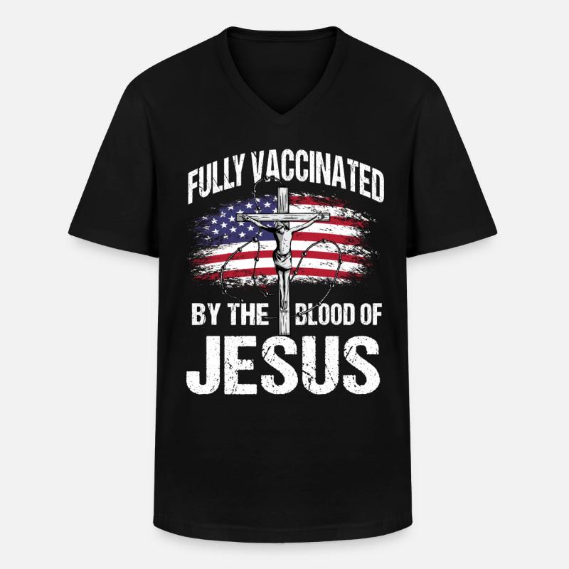 Geimpft Mit Dem Blut Gottes - Männer-T-Shirt mit V-Ausschnitt - Schwarz