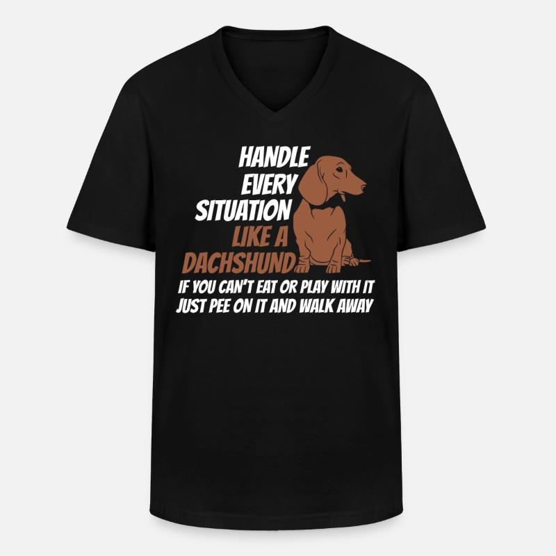 Grip situation comme un teckel - T-shirt col V Homme - noir