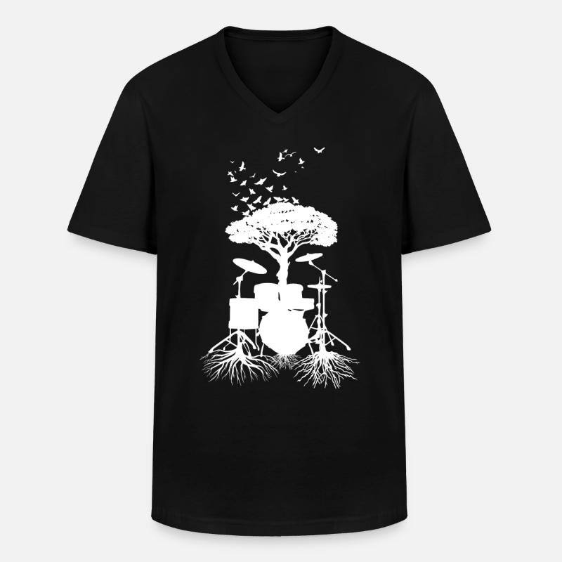 Schlagzeugerwurzeln, Drumsticks - Männer-T-Shirt mit V-Ausschnitt - Schwarz