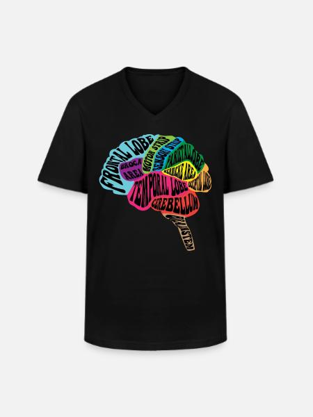Neurologist Brain Map - Men's V-Neck T-Shirt - black