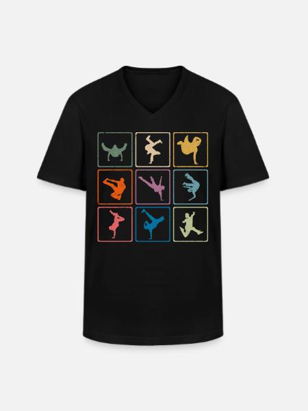 Retro break dancer Breatdancing - Men's V-Neck T-Shirt - black