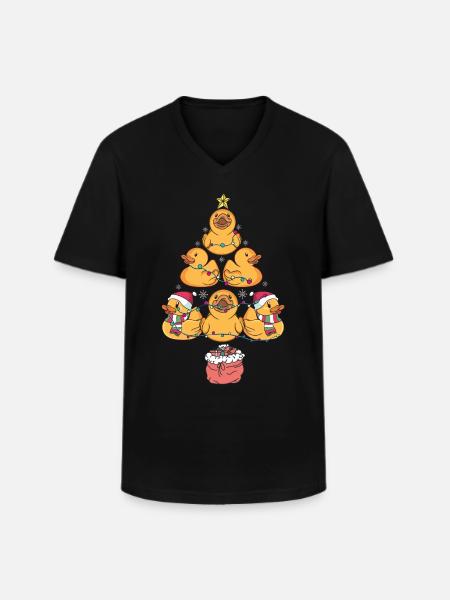 Rubber Duck Christmas Tree - Men's V-Neck T-Shirt - black