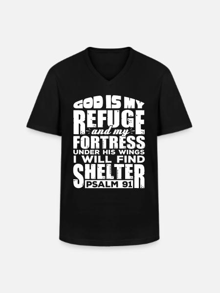 Psalm 91 Bible Verses Christian - Men's V-Neck T-Shirt - black