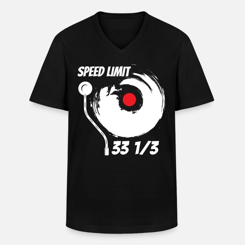 Vinyl Zeichnet Audiophile Musik - Männer-T-Shirt mit V-Ausschnitt - Schwarz