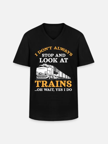 Trains, train, train lovers - Men's V-Neck T-Shirt - black
