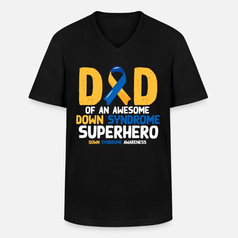 Down-Syndrom-Superheld, Down-Syndrom-Bewusstsein - Männer-T-Shirt mit V-Ausschnitt - Schwarz