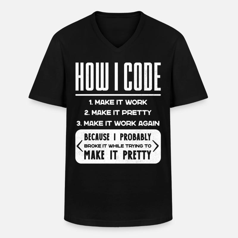 Programmeur, Code, Nerd, Programmation - T-shirt col V Homme - noir