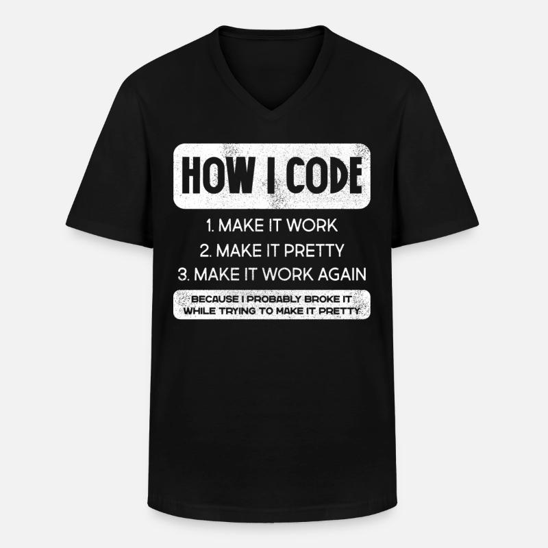 Programmeur, Code, Nerd, Programmation - T-shirt col V Homme - noir