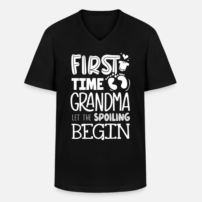 Grand-mère pour la première fois - T-shirt col V Homme - noir