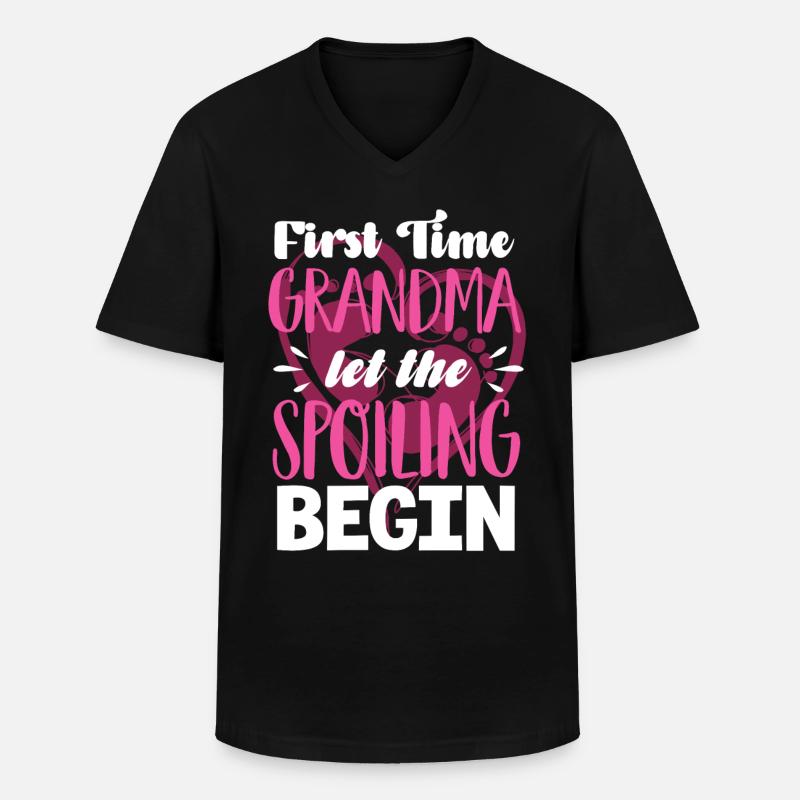 Erstmals Oma - Männer-T-Shirt mit V-Ausschnitt - Schwarz