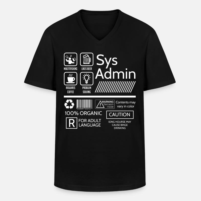 Systemadministrator, Systemadministrator - Männer-T-Shirt mit V-Ausschnitt - Schwarz