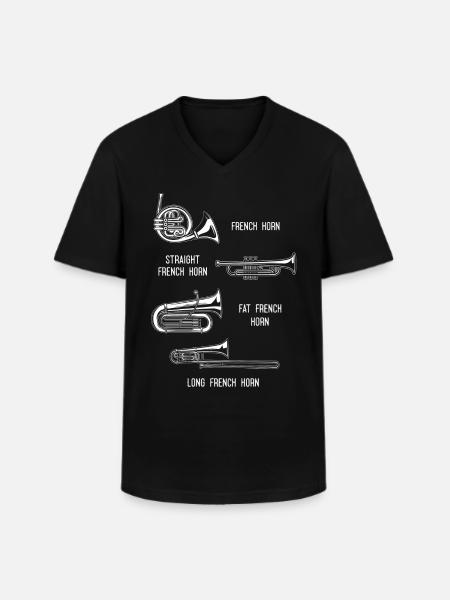 French Horn Player - Men's V-Neck T-Shirt - black
