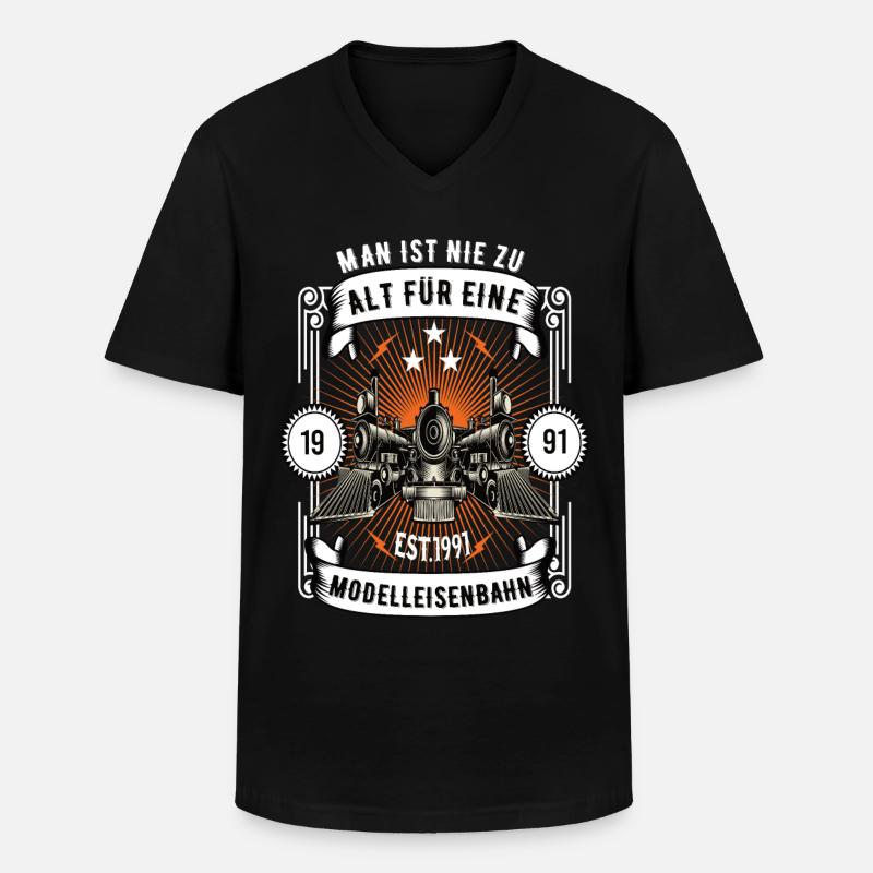 Modellbahn Eisenbahn Modelleisenbahn Modellbauer - Männer-T-Shirt mit V-Ausschnitt - Schwarz