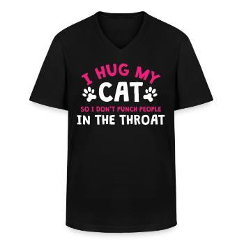 Ich Umarme Meine Katze, Damit Ich Keine Leute - Männer-T-Shirt mit V-Ausschnitt - Schwarz - Vorne - AI Model Male 178 dark (178cm)