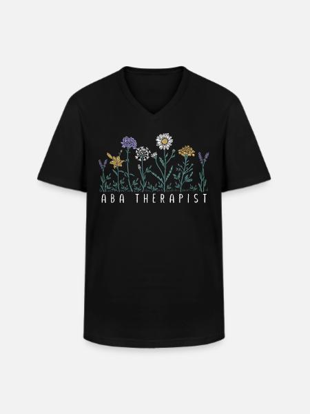 Flower therapist - Men's V-Neck T-Shirt - black