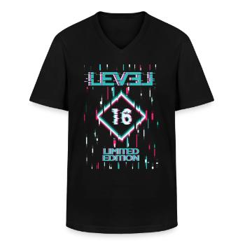 Geburtstag Level 16 Gaming Limited Edition Gamer - Männer-T-Shirt mit V-Ausschnitt - Schwarz - Vorne - AI Model Male 178 dark (178cm)