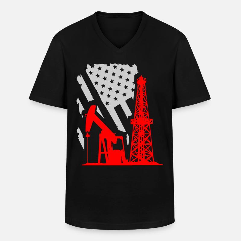 US-Ölfeld, Ölfeldarbeiter - Männer-T-Shirt mit V-Ausschnitt - Schwarz