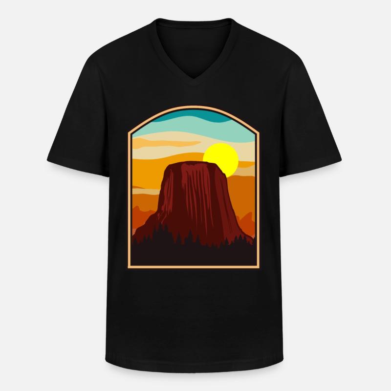 Devils Tower National Monument - Männer-T-Shirt mit V-Ausschnitt - Schwarz