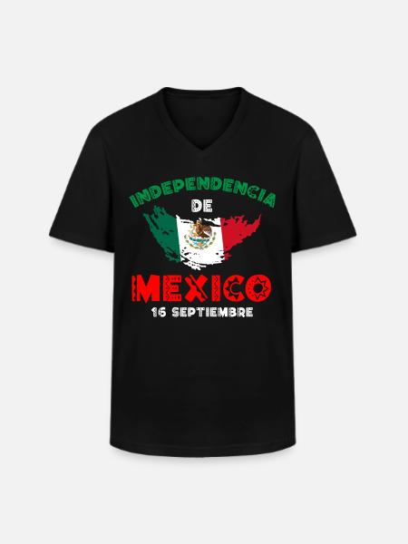 Independencia De Mexico, Mexican roots - Men's V-Neck T-Shirt - black