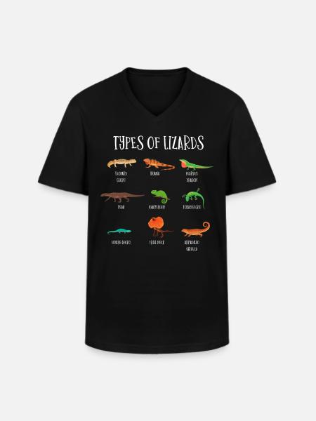Types of lizards, lizards, reptiles - Men's V-Neck T-Shirt - black