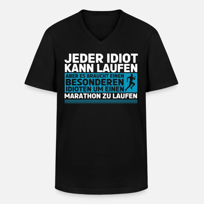 Halbmarathon, Marathon, Läufer - Männer-T-Shirt mit V-Ausschnitt - Schwarz