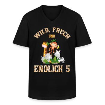 Wild Frech und Endlich 5 Jahre, 5. Geburtstag - Männer-T-Shirt mit V-Ausschnitt - Schwarz - Vorne - AI Model Male 178 dark (178cm)