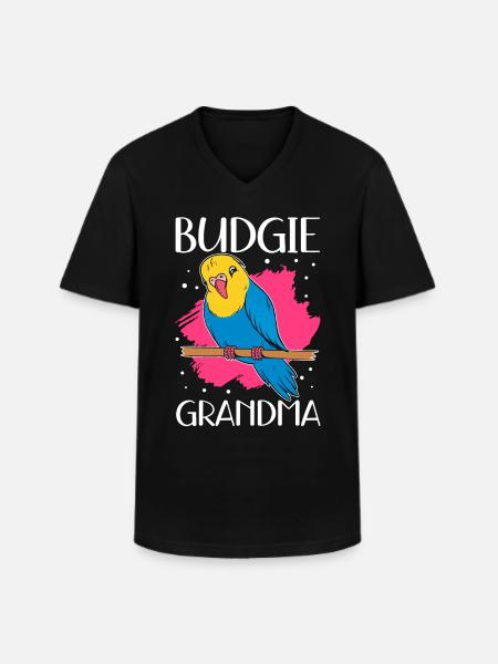 Budgerigar Grandma Budgerigars Gift - Men's V-Neck T-Shirt - black