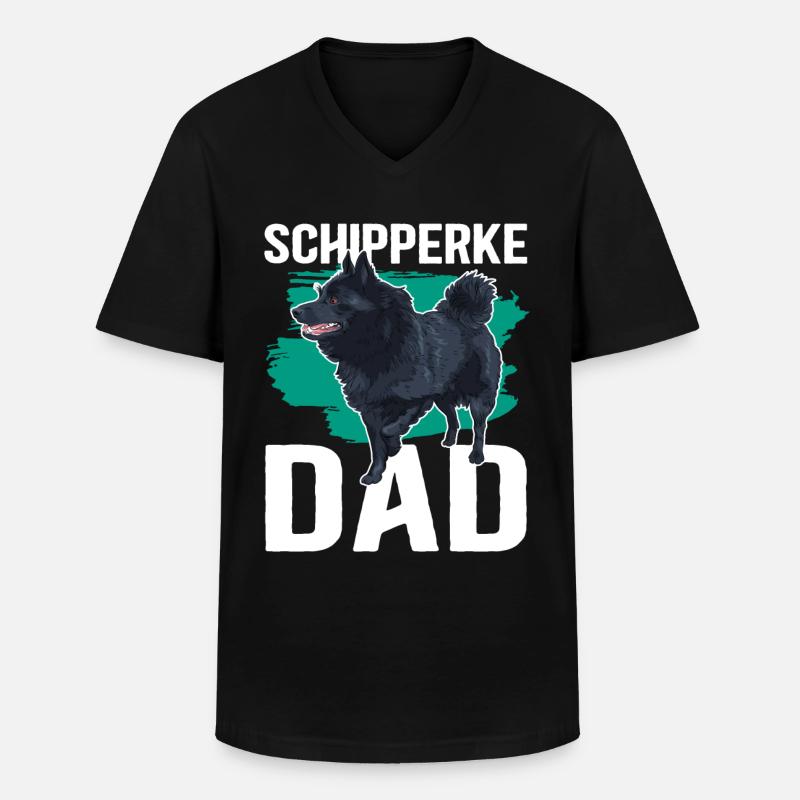 Schipperke Dad Hundebesitzer Hundehalter Geschenk - Männer-T-Shirt mit V-Ausschnitt - Schwarz