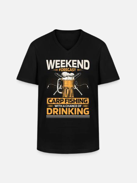 Carp fishing and drinking. - Men's V-Neck T-Shirt - black