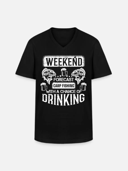 Carp fishing and drinking. - Men's V-Neck T-Shirt - black