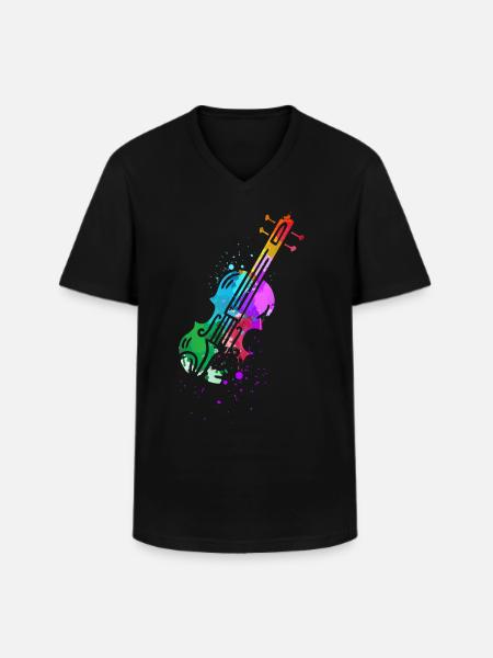 Violinist, Violin, Playing the violin - Men's V-Neck T-Shirt - black