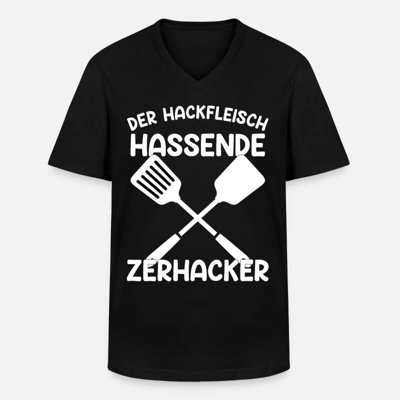 Der Hackfleischhassende Zerhacker grillen Geschenk - Männer-T-Shirt mit V-Ausschnitt - Schwarz