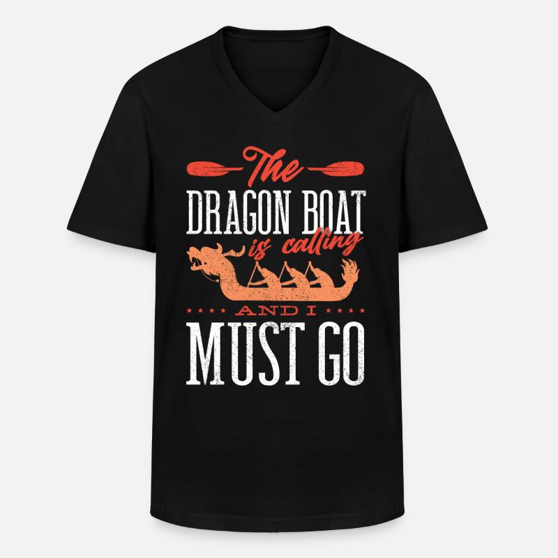 Drachenbootrennen, Schlaganfalldrachenboote - Männer-T-Shirt mit V-Ausschnitt - Schwarz