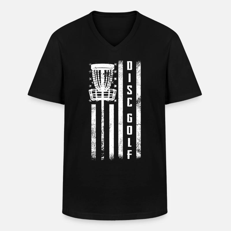 Discgolf, Discgolf US -Flagge - Männer-T-Shirt mit V-Ausschnitt - Schwarz