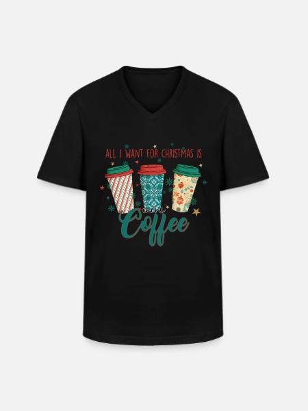 Kaffee Kaffeetrinker Geschenkidee - Männer-T-Shirt mit V-Ausschnitt - Schwarz