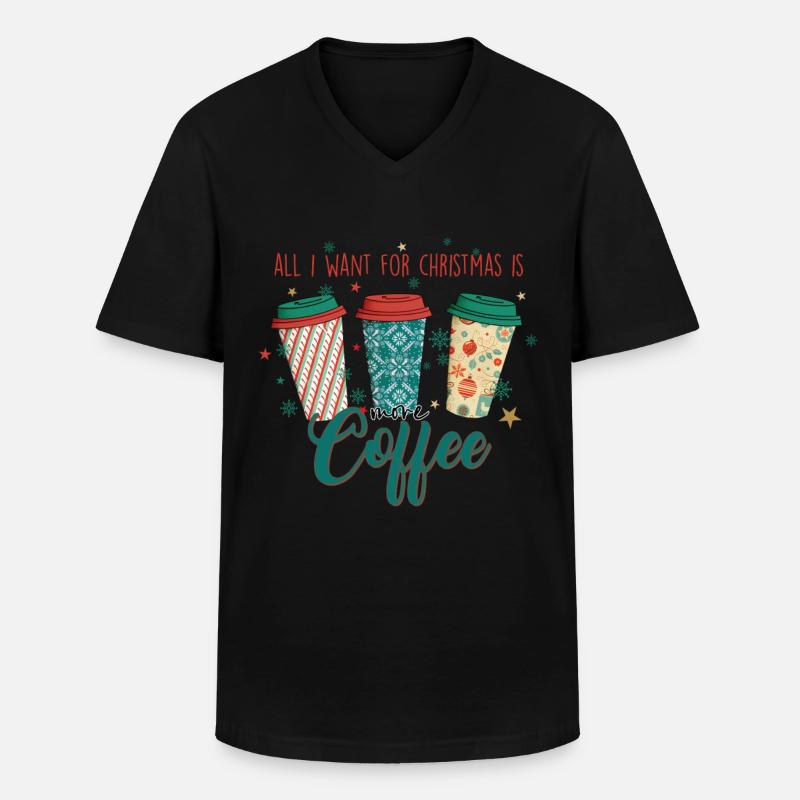 Kaffee Kaffeetrinker Geschenkidee - Männer-T-Shirt mit V-Ausschnitt - Schwarz