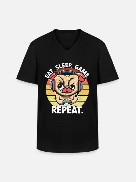 Gaming Dog - Men's V-Neck T-Shirt - black