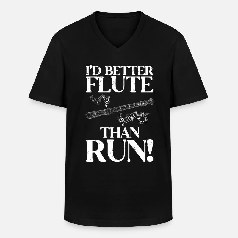 Flöte - Männer-T-Shirt mit V-Ausschnitt - Schwarz
