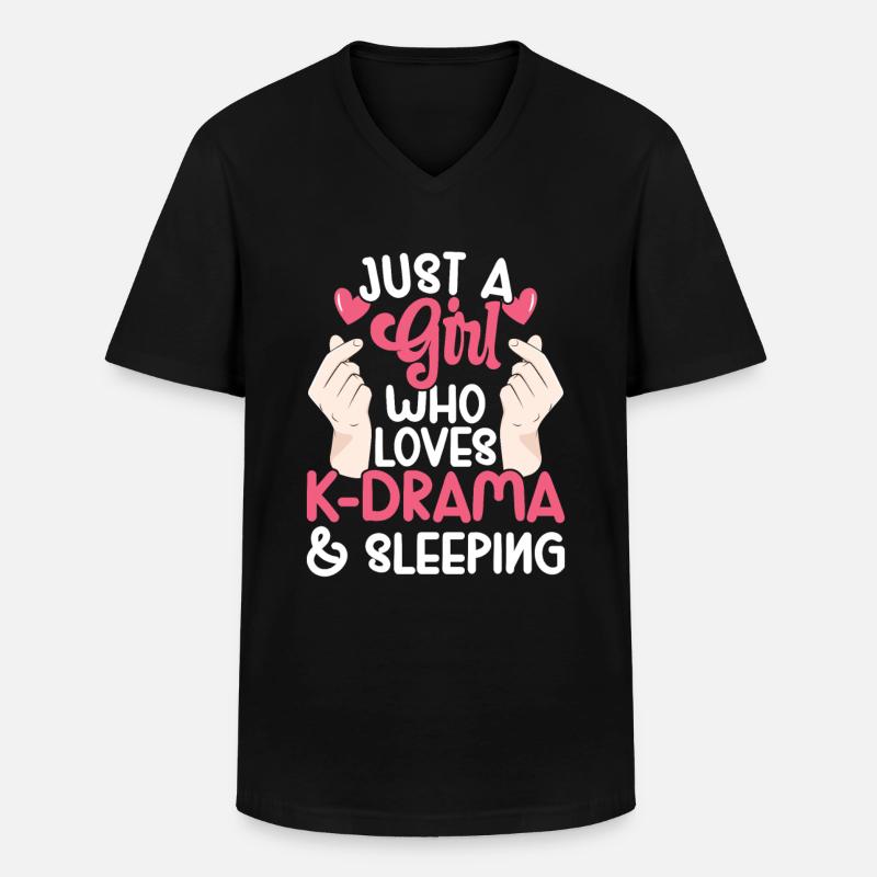 K-Drama - Männer-T-Shirt mit V-Ausschnitt - Schwarz