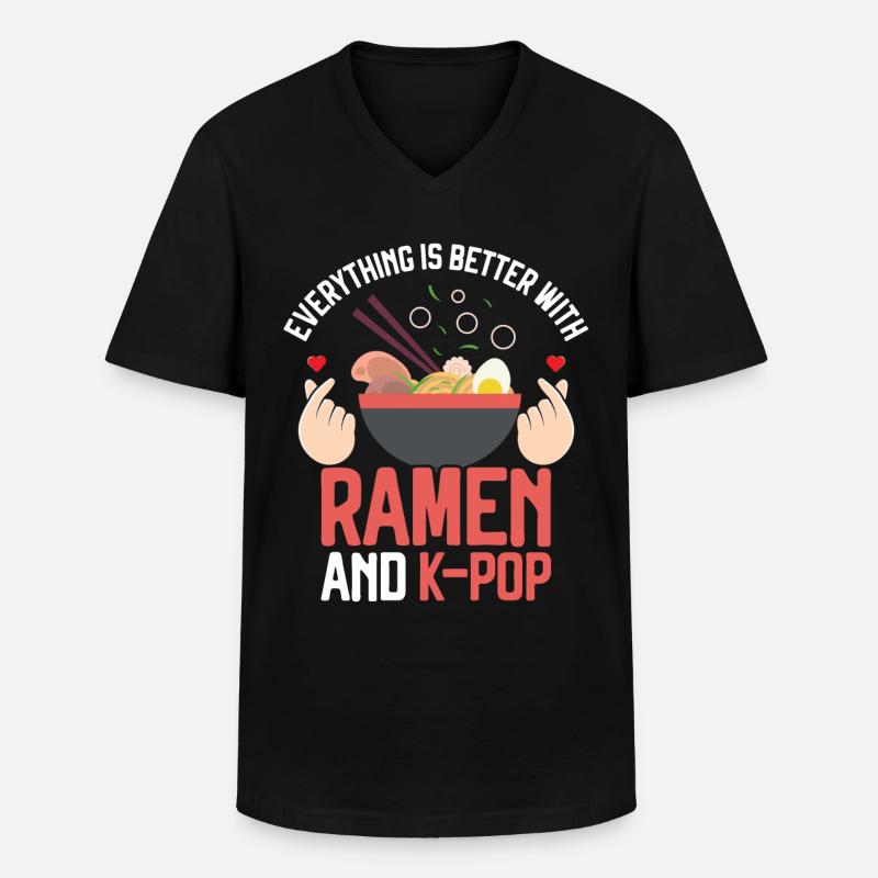 Ramen K-Pop - Männer-T-Shirt mit V-Ausschnitt - Schwarz