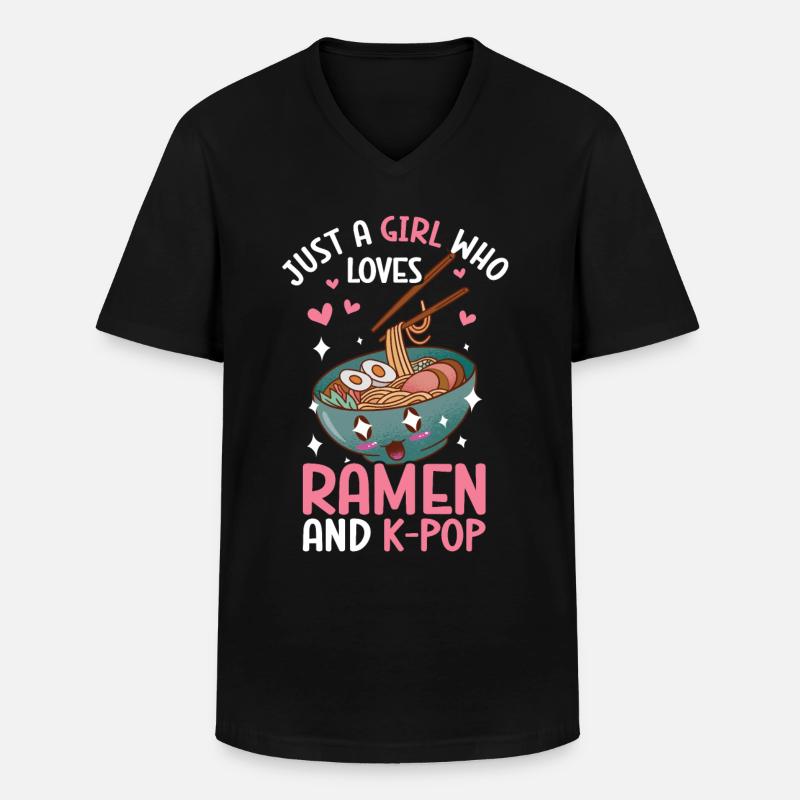 Ramen K-Pop - Männer-T-Shirt mit V-Ausschnitt - Schwarz